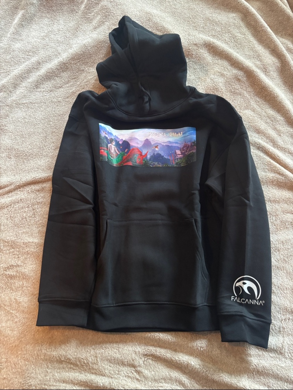 Black Graphic Hooded Sweatshirt